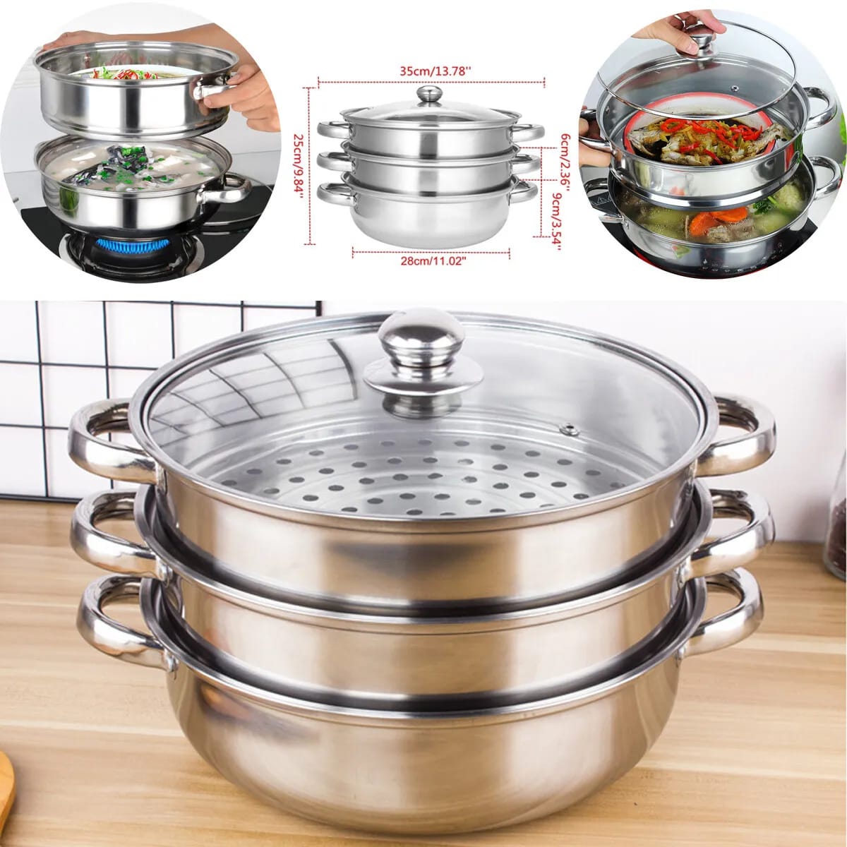 3layer steam pot 28cm